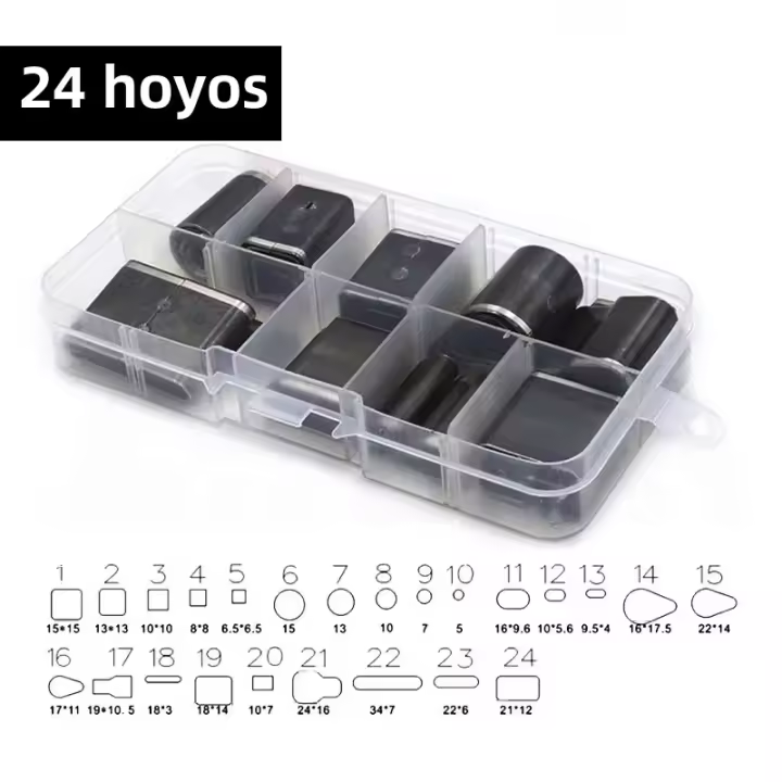 Herramienta De Perforación Hollow QJH Cortador De Malla Para Cuero Molde De Corte Herramienta Manual De Arte En Cuero Kit De Perforador De Agujeros 24/39/52/55 - 1
