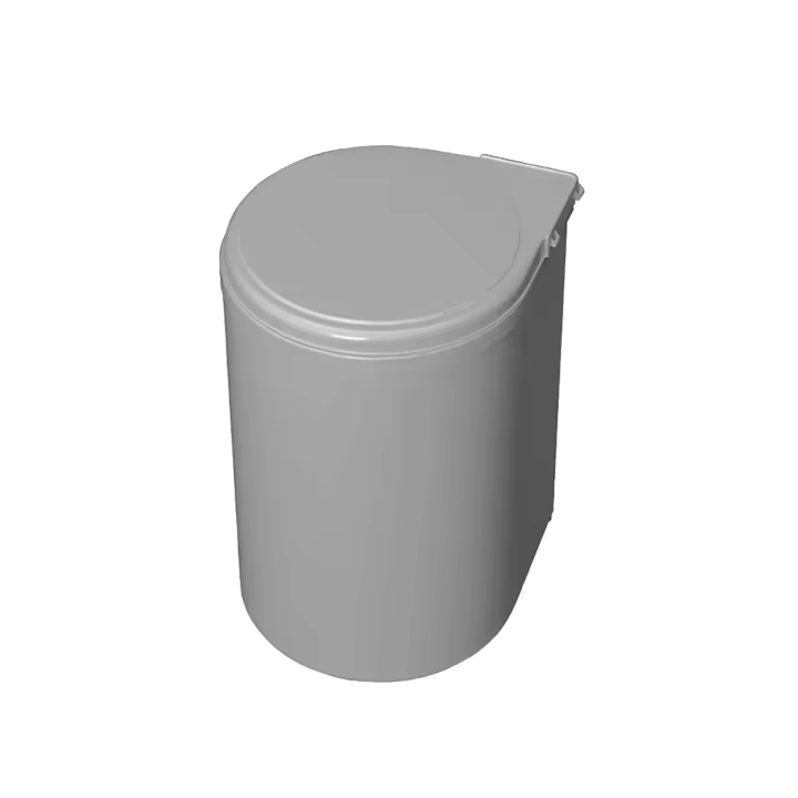 Contenedor de reciclaje para fijación a la puerta del mueble, 1 vaso extraíble de 13 litros, plástico, gris - 1