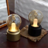 Lámpara De Escritorio Recargable USB Vintage Retro Dorada Sin Cable Para Decoración De Hogar Y Estudio Luz Nocturna Para Fiestas De Año Nuevo - details 3