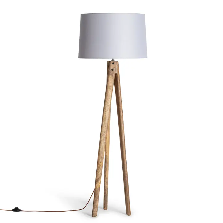 Ledkia Lámpara de Pie Madera Kumar ILUZZIA Gris - 1