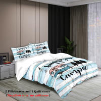 Juego De Cama 3 Piezas 'Happy Camper' Estampado Para Adolescentes Y Adultos Adecuado Para Dormitorio Y Camping Funda De Edredón Y 2 Fundas De Almohada 100% Poliéster 90gsm - details 2