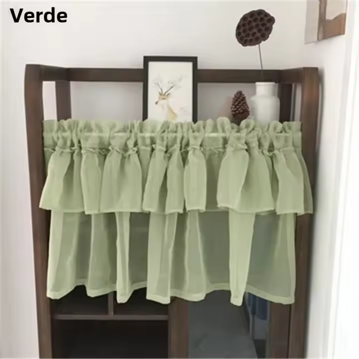 Cortinas Blancas Sólidas Para Cocina Cortina De Tule Transparente Voile Cortina De Half Window Para Sala De Estar Decoración De Hogar Café Moderno Estilo 100% Poliéster - 1