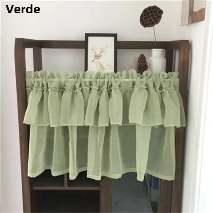 Cortinas Blancas Sólidas Para Cocina Cortina De Tule Transparente Voile Cortina De Half Window Para Sala De Estar Decoración De Hogar Café Moderno Estilo 100% Poliéster - 1