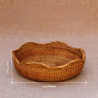 Cesta De Almacenamiento Hecha a Mano En Rattan Material Tejido Estilo Retro Para Frutas Y Agua Decorativa Cesta De Bambú Para El Hogar - details 4