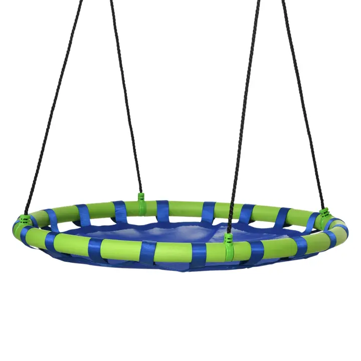 Outsunny Columpio Infantil Nido con Altura Ajustable Columpio Redondo de Árbol para Niños de 3-8 Años Carga 150 kg para Exterior Ø100x120-180 cm Azul - 1