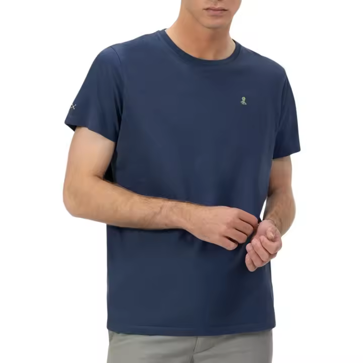 CAMISETA BÁSICA BORDADO A CONTRASTE  AZUL MARINO D - 1