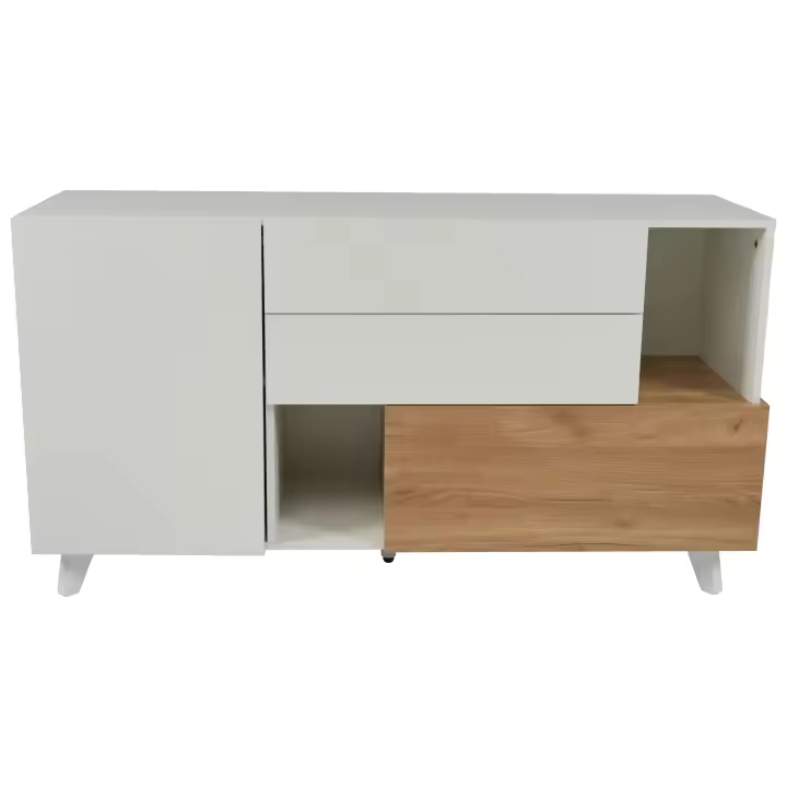 Aparador de color de Madera Blanca de Alta Brillo with almacenamiento,Aparador de comedor with almacenamiento, Gabinete Moderno de Sala de estar - 1