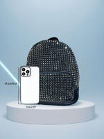 Mochila Mini Jiomay De Moda Para Mujer Lujo Diseñadora Ligera Cuero Sintético Con Decoración De Diamantes Cierre De Cremallera - details 14