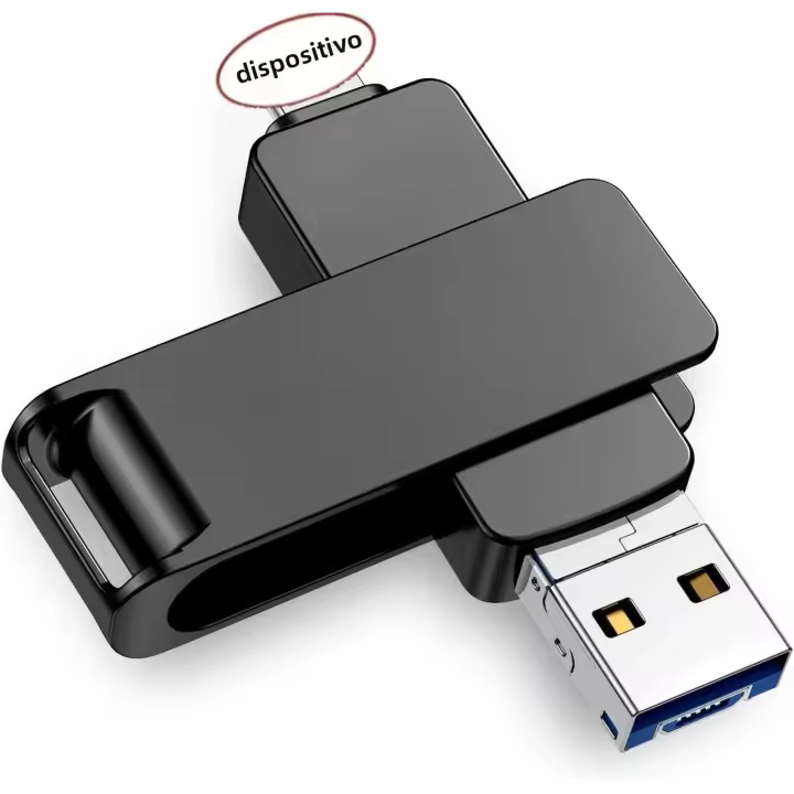 Memoria USB 3,0 De 512GB Rotational 360 ° 3 En 1 Para iPhone Almacenamiento External 128GB 256GB 32GB 64GB Disco Flash Metal - 1