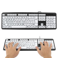 Teclado Para Visión Baja Negro Con Teclas De Impresión Gruesa Y Teclado Conexión USB Cableado Para Ancianos 104 Teclas - details 5