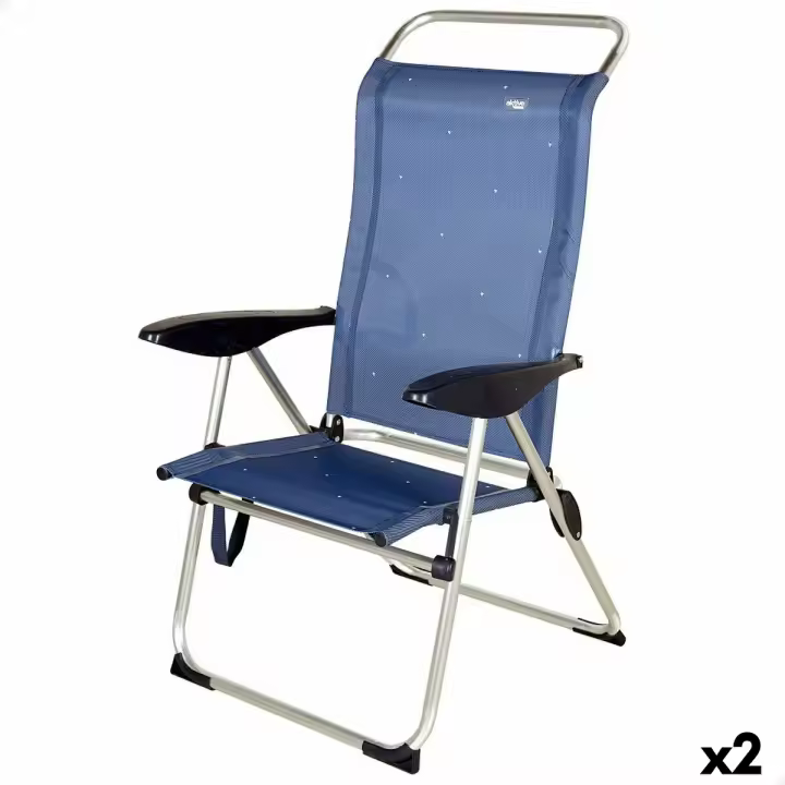 Silla de Playa Aktive Azul marino 47 x 108 x 59 cm (2 Unidades) - 1