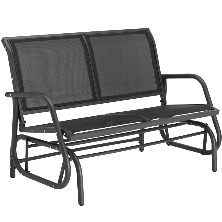 Tectake - Columpio oscilante Greta 121 x 72 x 86,5 cm  Cómodo banco balancín de jardín con un suave mecanismo de balanceo  Robusta estructura de acero con revestimiento en polvo  Tejido sintético duradero y transpirable - 1