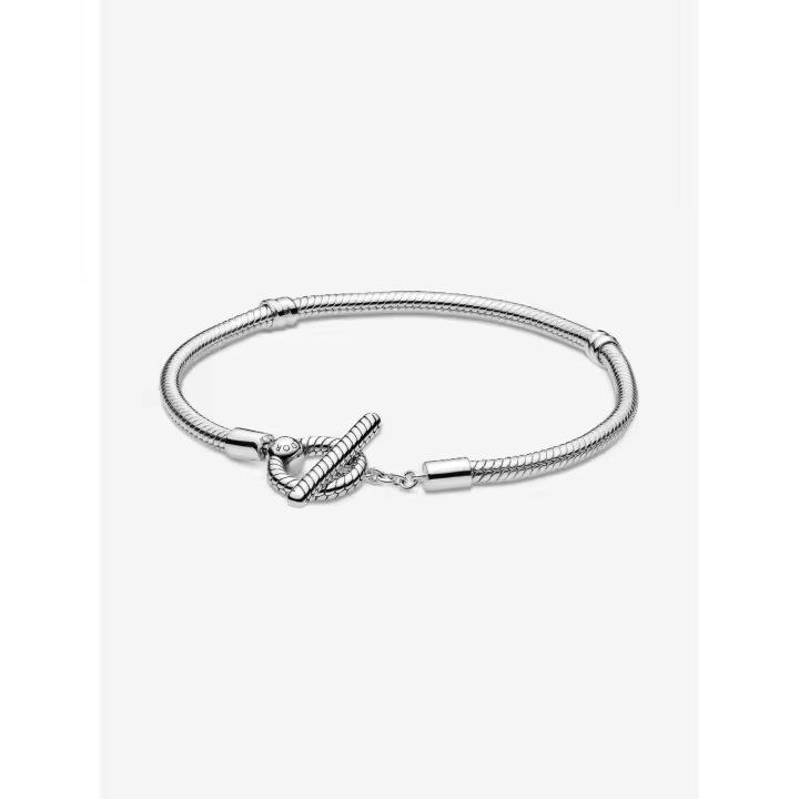 Pandora Moments with Cadena de serpiente y Barra en T - Plata de - 1