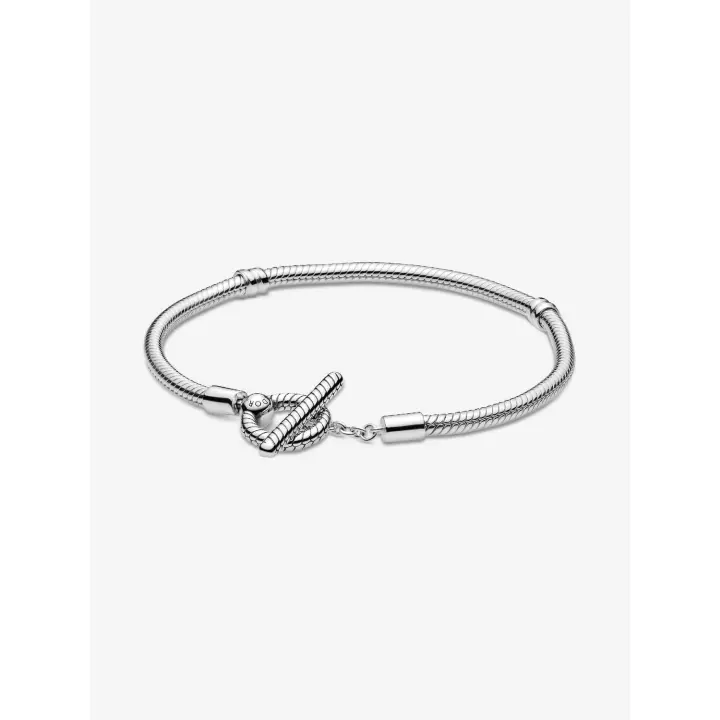 Pandora Moments with Cadena de serpiente y Barra en T - Plata de - 1
