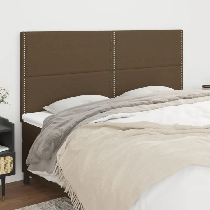 vidaXL Cabeceros 4 unidades de tela marrón oscuro 100x5x78/88 cm - 1
