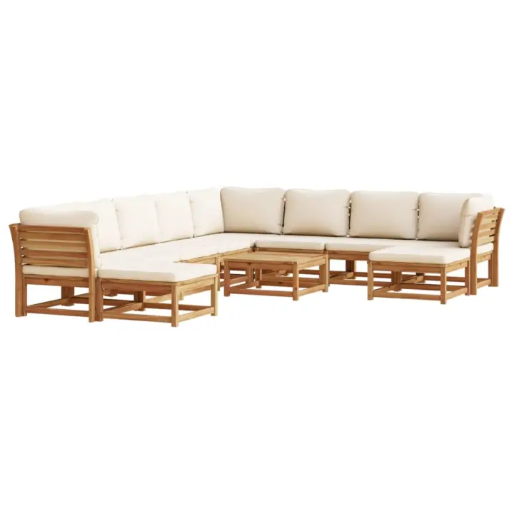 vidaXL Juego muebles jardín 11 pzas con cojines madera maciza acacia - 1