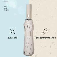 Paraguas Automático Completo 24 Huesos Protección UV Sombrilla Plegable En Tres Etapas Con Película Negro Para Protección Solar Y Lluvia Tamaño Único Negro - details 1