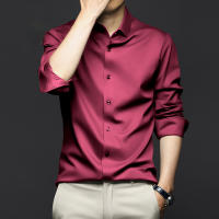 Camisa Larga Para Hombre Color Sólido Suave Y Elegante Ajustada Con Diseño De Muslo Top De Fiesta No Hierro Estirado Para Negocios - details 8