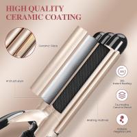 Rizador De Pelo Tríplice Cerámico Con Pantalla LCD Rizador Automático De Ións Para Uso Doméstico Térmico Máximo 210°C Secado Y Rizado Juntos - details 2