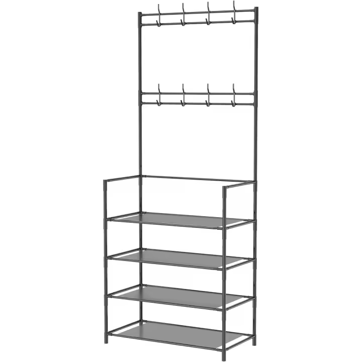 Zapatero de entrada con perchero, de 4 Capas Zapatero, estante de almacenamiento para dormitorio. - 1