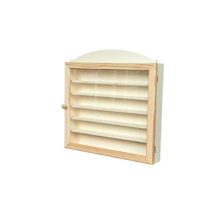 Vitrina Expositora para Colecciones de Miniaturas y Dedales en Madera Natural - 1
