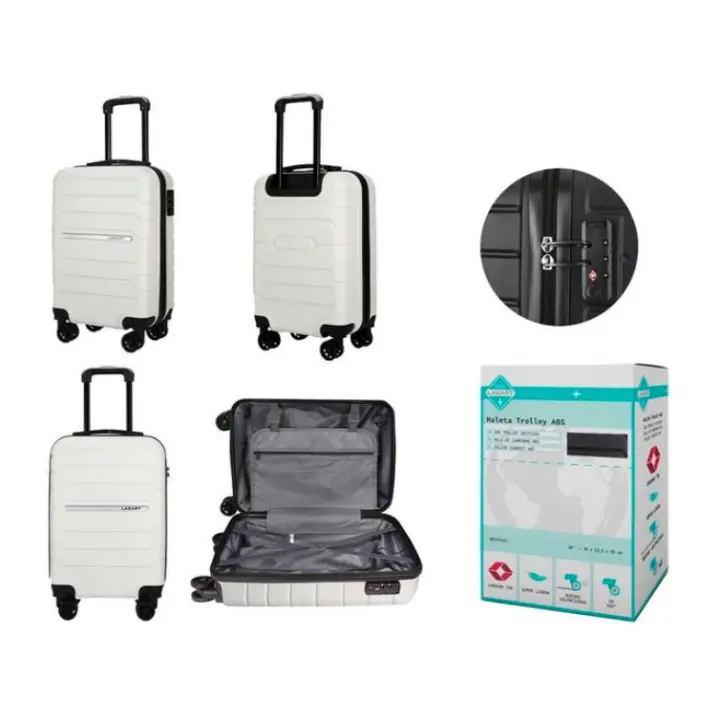 MALETA CABINA TROLLEY LAGART BLANCA ABS 20" CON CANDADO - 1