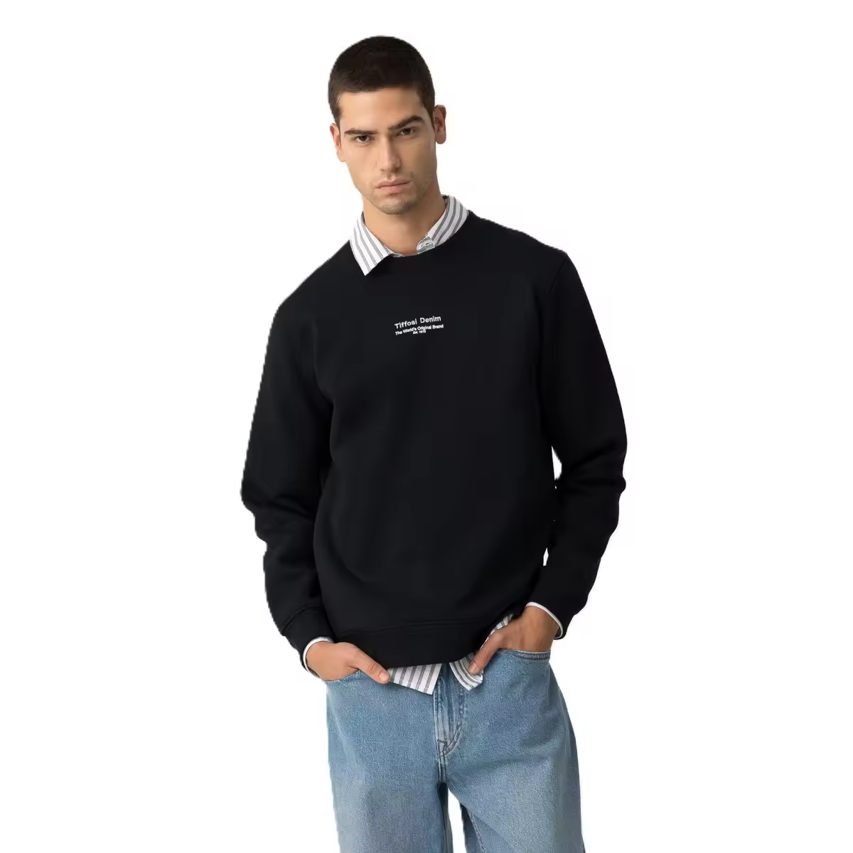 Sudadera cuello redondo Tiffosi 10062201 Len negro - details 1