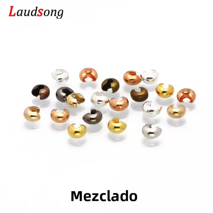 100pcs Cubos De Cobre Redondos Para DIY Joyería Hacer Manualidades Abalorios Espaciadores Tamaños 3-4-5mm Terminales Abiertas - 1