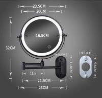 Espejo De Baño Plegable De 8 Pulgadas Negro Con Luz Y Ajuste De Intensidad Iluminación Para Maquillaje Espejo De Vanidad Magnificado 10x Montado En La Pared - details 10