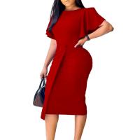 Vestido Elegante Para Oficina Para Mujer Con Volantes En La Manga Y Botones Silueta Suelta Midi Traje Formal De Negocios Vestimenta De Trabajo Ropa Midi Robe - details 7