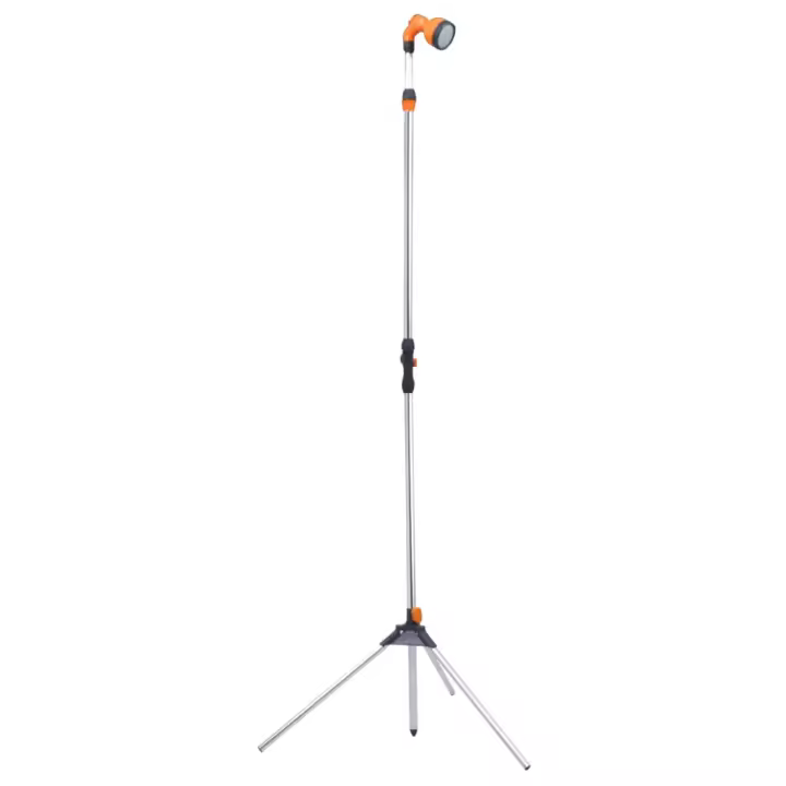 vidaXL Ducha de jardín con trípode aluminio 221 cm - 1