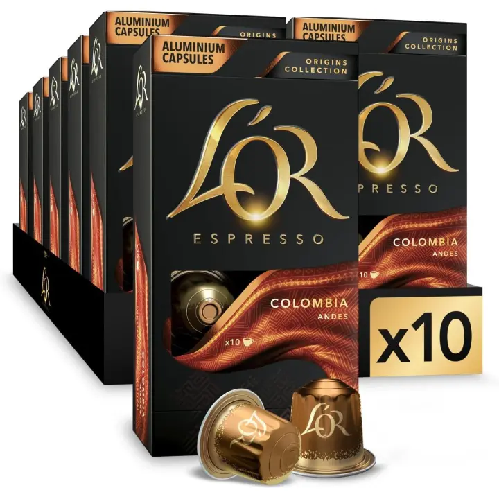 Pack de 10 - L'OR Espresso Café Colombia- 100 cápsulas (10 x 10ud) - 1