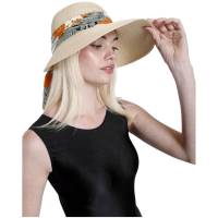 Kebedo Moda Sombrero de Paja para Mujer, Visera de ala Ancha, Banda Floral, Gorro de Sol para Verano, Protección UV, Pamela Plegable, Transpirable y Ligero Talla única ajustable 56-57CM - details 3