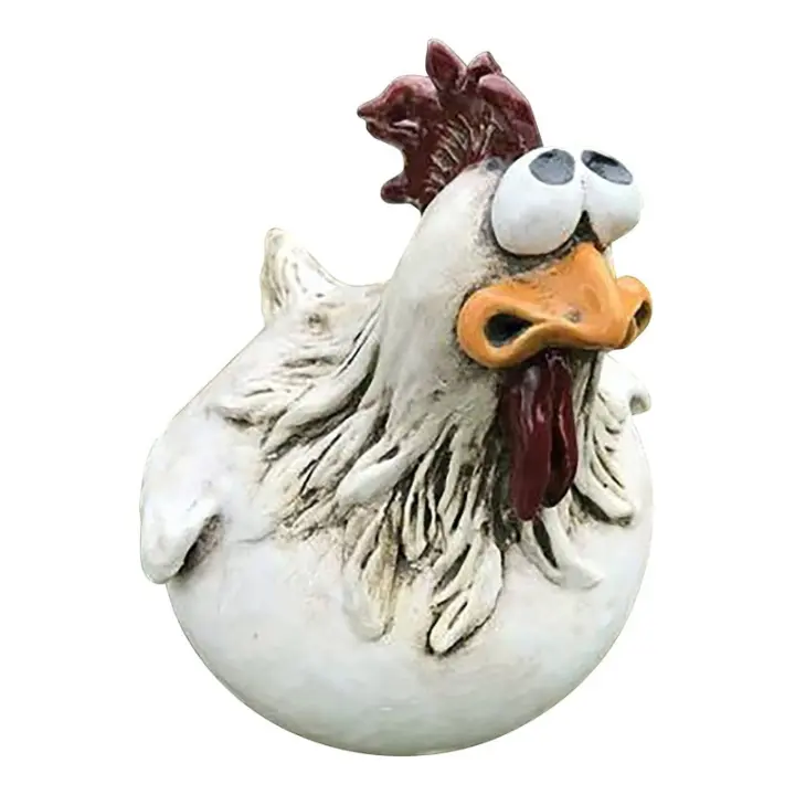 Estatua de gallina de resina creativa, figura de pollo súper divertida, escultura de Animal de ojos grandes, gran decoración de jardín de granja - 1