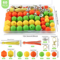 Nuevos 60Pcs/Lote Ganchos De Llave De Cuero Con Borlas De Silicona Y Abalorios Redondos Hexagonales Para Fabricación De Joyas Accesorios Para Pulseras Y Llaveros DIY - details 11