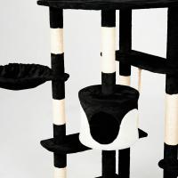 Árbol Rascador para Gatos Casa Basics TIGRA 204 cm con 2 Casetas, 3 Plataformas y 2 Nidos Basculantes - Negro/Gris/Beige - details 2