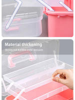 Caja De Almacenamiento De Manualidades Con Tres Capas Transparentes De Plástico Caja Plegable Para Herramientas Caja De Almacenamiento Para Artesanos Estudiantes De Arte Y Costura - details 5