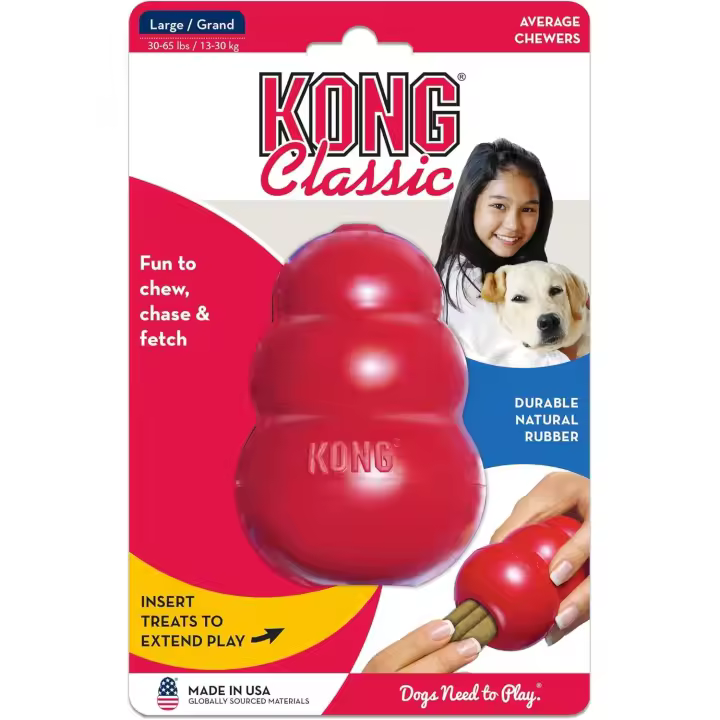 KONG - Classic - Juguete de resistente caucho natural - Para morder, perseguir o buscar - Para Perros Grandes, pequeños o medianos. - 1