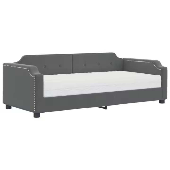 vidaXL Sofá cama con colchón tela gris oscuro 80x200 cm - 1