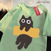 Camiseta Japonesa Estilo Adhesiva Con Estampado De Gato Manga Corta Algodón Talla Grande Hombre Mujer Verano O-Neck Tees - details 18