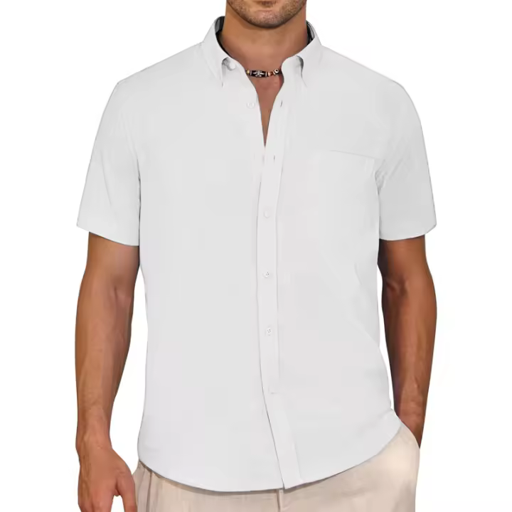 Camiseta De Algodón Para Hombre Manga Corta Verano Casual Camisetas De Playa Regular Con Bolsillo Botón-down Basic Streetwear - 1