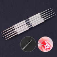 5Pcs Herramientas De Manicura Artísticas Con Pincel De Acabado En Punta Doble Para Dibujar Y Recoger Diamantes En Uñas Material De Acero Inoxidable - details 1