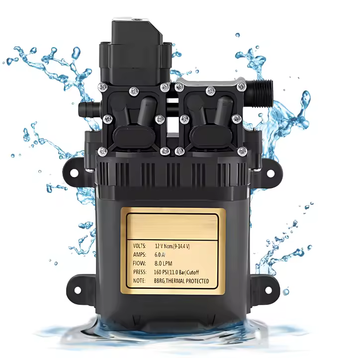 Bomba De Agua Portátil Doble Motor 12V Bomba De Diáfragma Con Interruptor De Presión 1.1Mpa Flujo De 8.0LPM Para El Hogar - 1