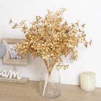 Planta Artificial De Oro Flores Falsas Hierba Plástica Decoraciones Para Bodas Y Navidad Uso En Exposiciones Y Fiestas Suplementos De Casa - details 0