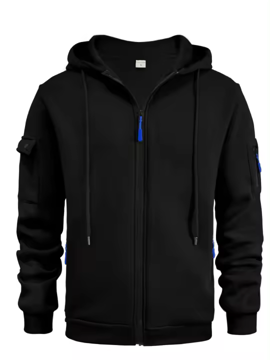 Sudadera con capucha y cremallera para hombre, chaqueta deportiva informal de talla grande, para otoño e invierno - 1