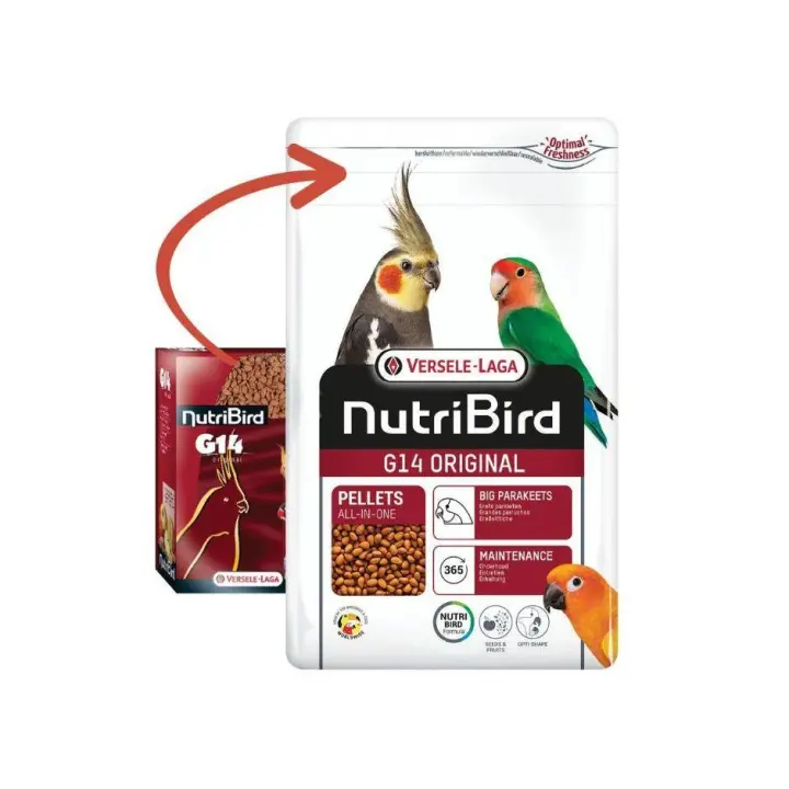 Versele-Laga Nutribird G14 Original para Agapornis y Ninfas - Alimento para Pájaros con Energía Intensa y Sabor Delicioso - 1