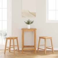 vidaXL Sillas de bar con cojines 2 uds madera maciza marrón caucho en color Marrón y claro/blanco y natural/Blanco y marrón y más | cómodas modernas ergonómicas para comedor cocina salón hogar - details 4