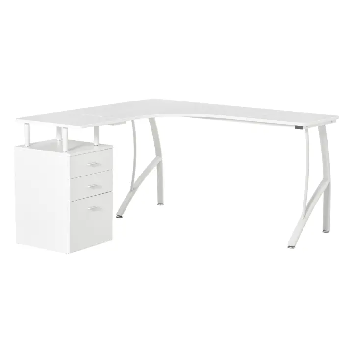 HOMCOM Escritorio Esquinero para Ordenador Escritorio en Forma de L con 3 Cajones Mesa Moderna para Oficina Estudio 152x143,5x76 cm Blanco - 1
