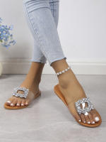 Sandalias De Mujer Con Lentejuelas Y Suela Gruesa Para Uso Versátil Y Exterior Flip Flops De Resina Con Diamantes - details 7