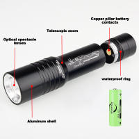 Linterna De Buceo Paweinuo IP8 Con Zoom Telescópico Más Alto Resistencia Al Agua Luz LED T6 Fuente De Poder 18650 Batería Con Cuerda En La Mano - details 6